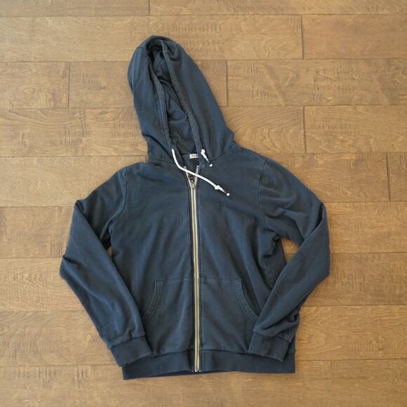 Marine Layer Full Zip Hoodie Womens Small Black Charcoal Long Sleeve Drawstring - Picture 8 of 10